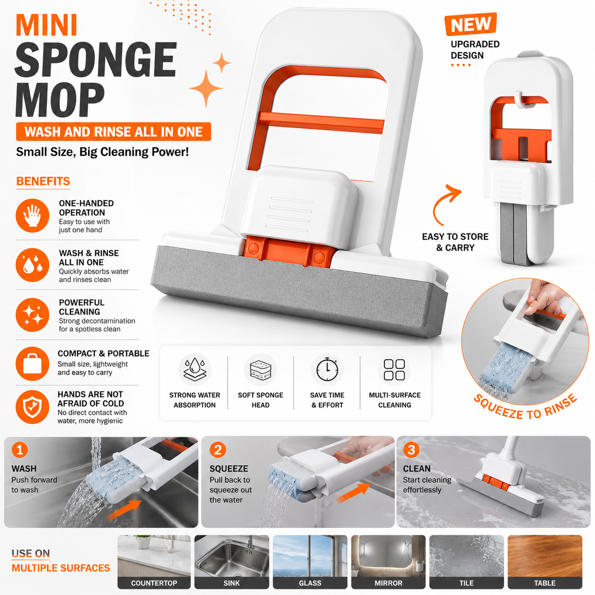 Mini Foldable Sponge Mop