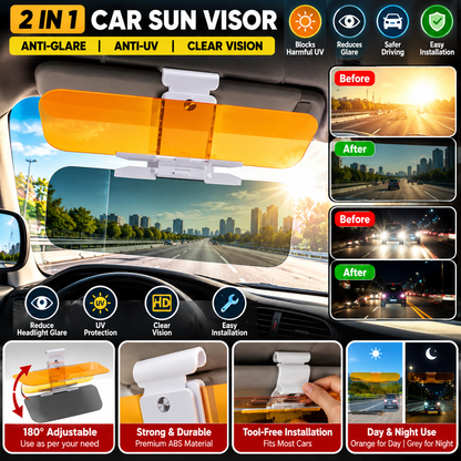 Car Anti Glare Sun Visor Extension 2 in 1