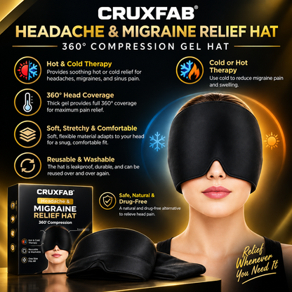 360° Headache & Migraine Relief Compression Cap – Hot & Cold Therapy Hat